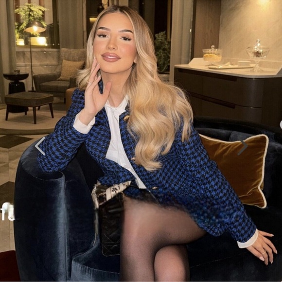 NWT- Zara Houndstooth Blazer Coat - LARGE - Picture 4 of 9